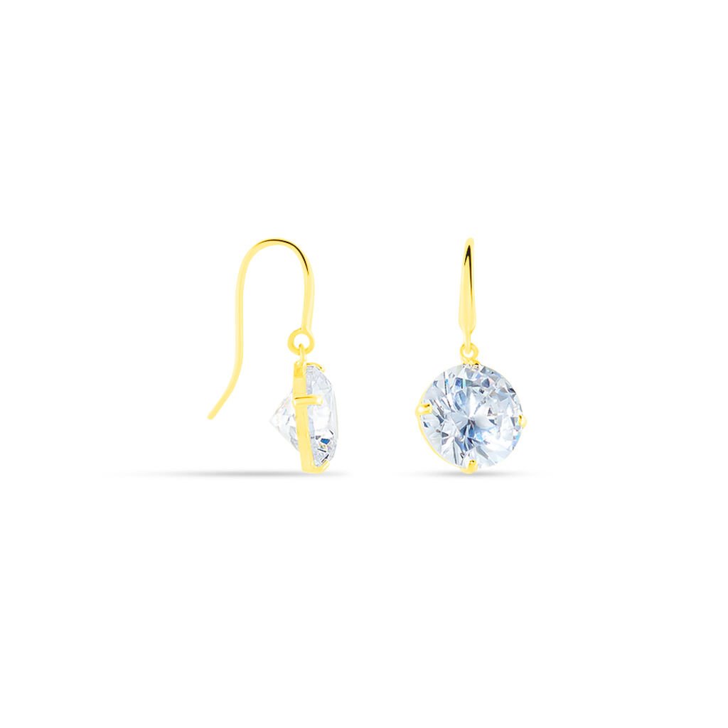 Boucles D'oreilles Pendantes Oxyde Rond Or Jaune Oxyde De Zirconium