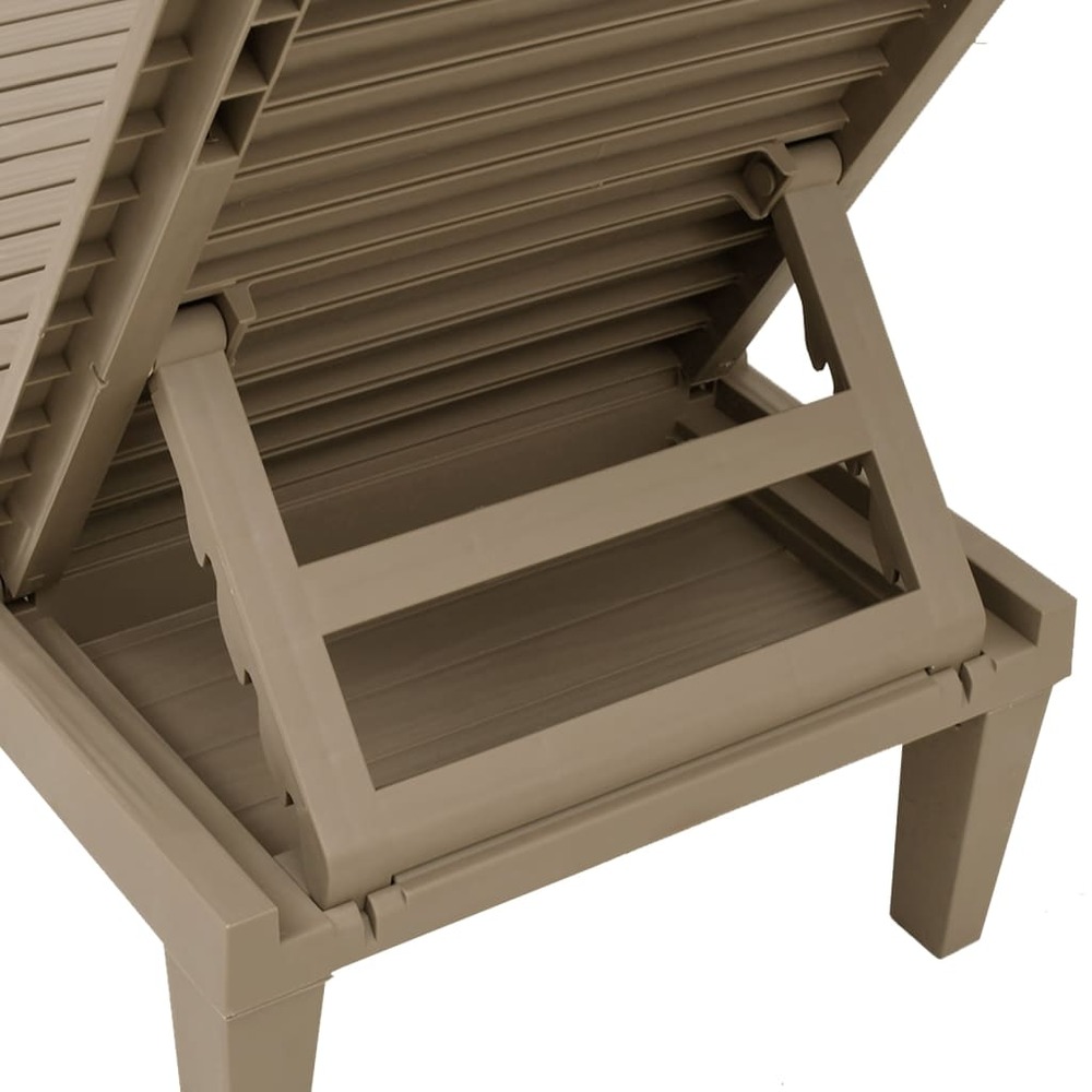 Transat chaise longue bain de soleil lit de jardin terrasse meuble d'extérieur marron clair 155 x 58 x 83 cm polypropylène 02