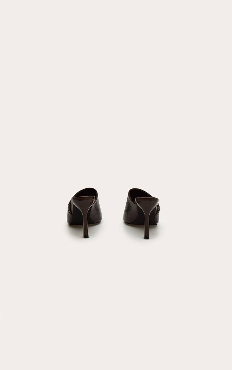 Chocolat Mules À Talon Haut En Synthétiquecuir Froissé Avec Empeigne Haute