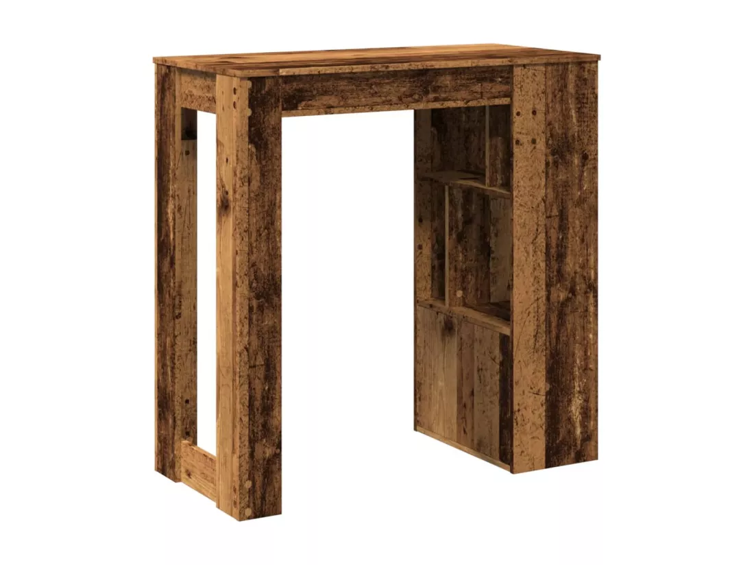 Table de bar avec étagères vieux bois bois d'ingénierie