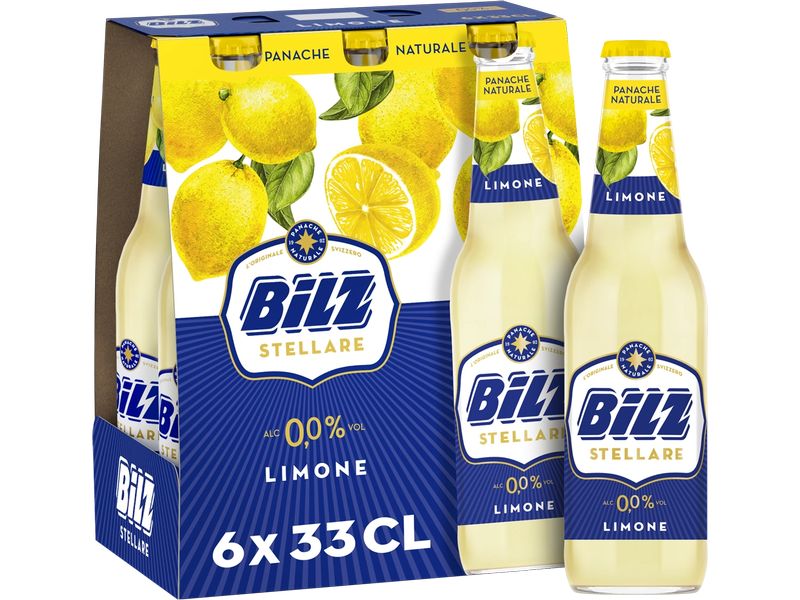 Bilz Stellare Limone Flasche alkoholfrei 6 x 0.33 l Erfrischendes Panaché mit echtem Zitronengeschmack