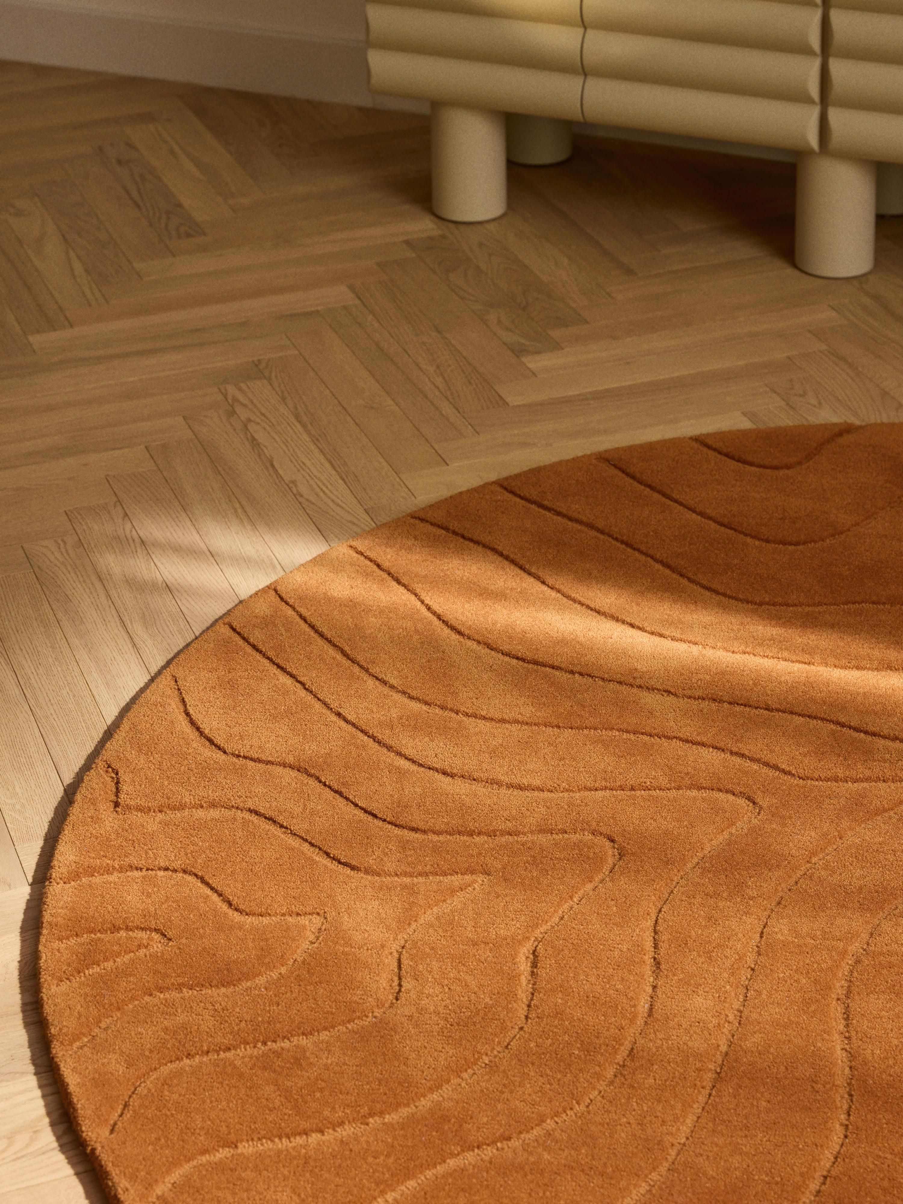 Rond wollen vloerkleed Aaron, handgetuft