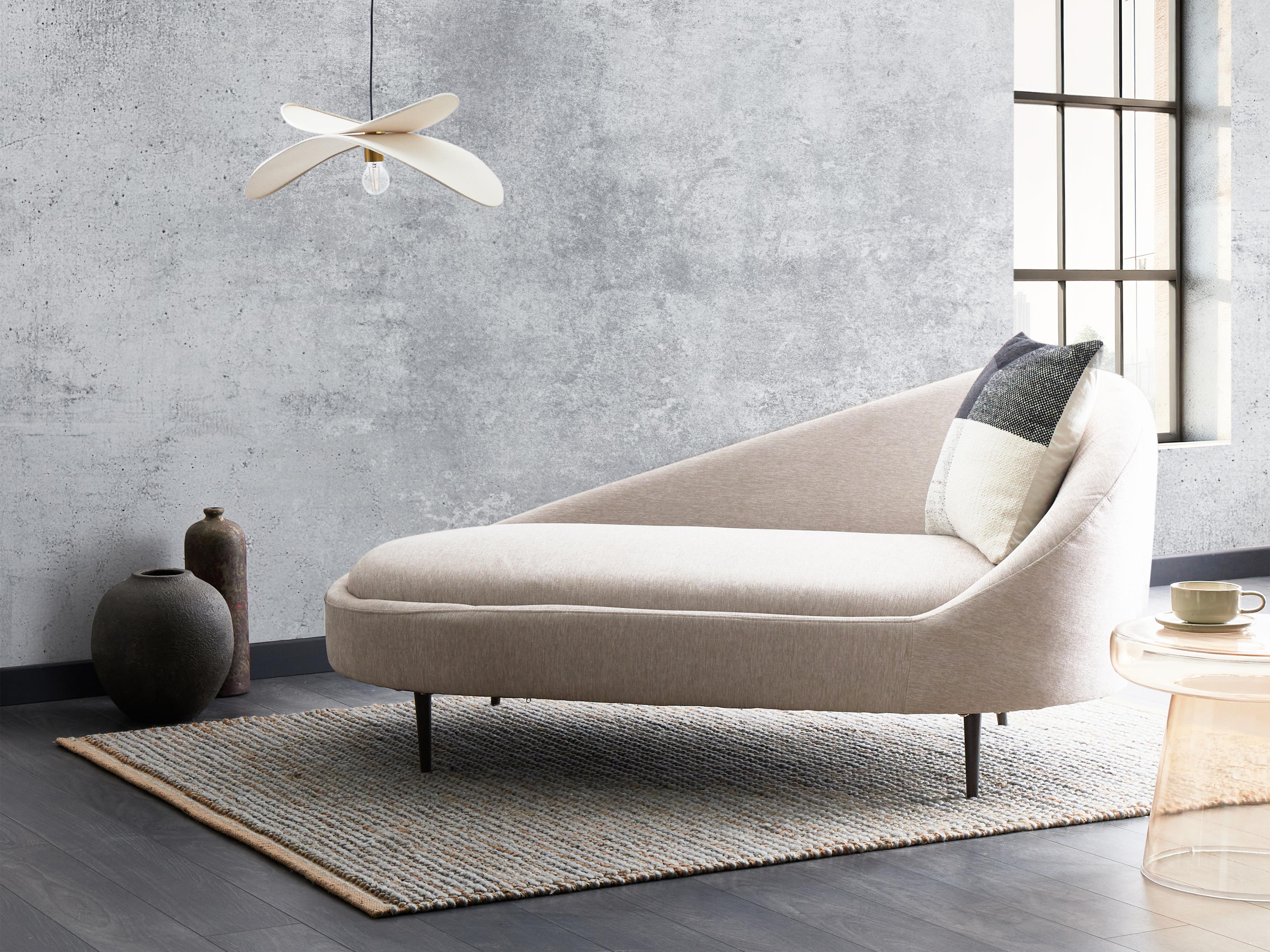 Rechtszijdige chaise longue VALREAS Stof Taupe