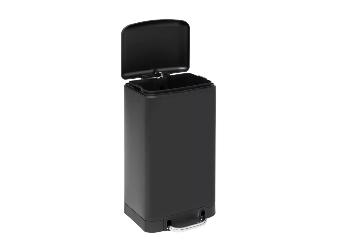 Poubelle 20 Litres en Métal Noir ouverture à pédale