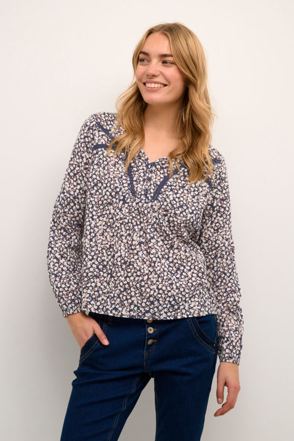 Cream CRBetri Blouse Small poppy flower navy
