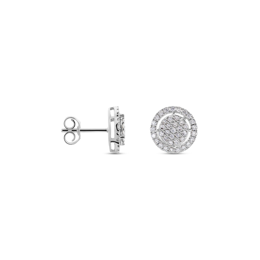 Boucles D'oreilles Puces Or Blanc Nawra Diamants Synthétiques
