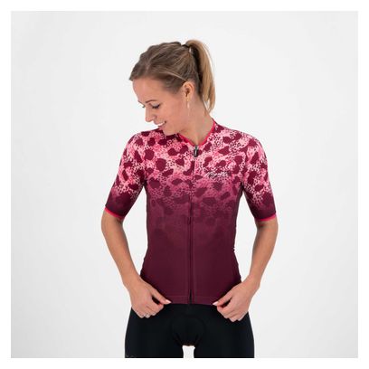 Maillot Manches Courtes Velo Rogelli Animal - Femme - Bordeaux/Rose