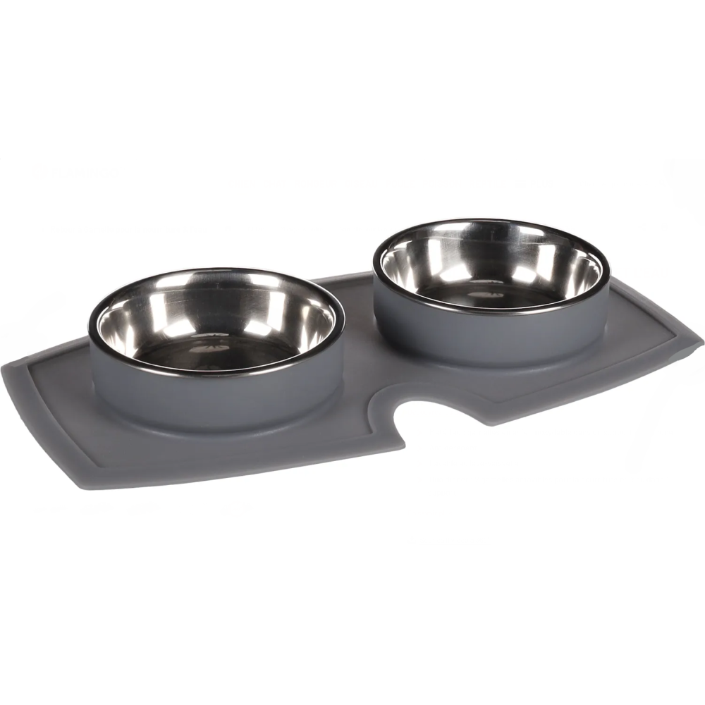 Gamelle et abreuvoir 410ml avec tapis en silicone anti-dérapant