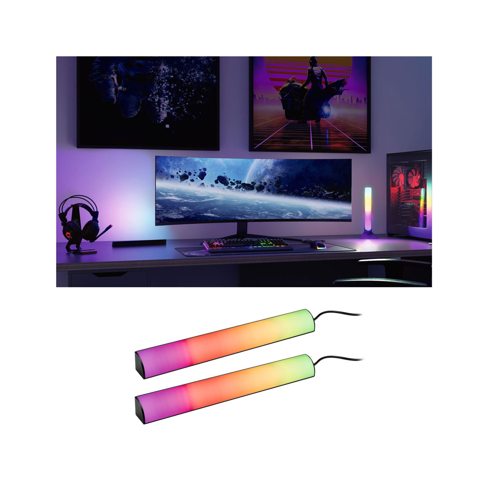 Paulmann LED Lichtleiste Entertain DYNAMIC RGB 2er Set je 30 cm