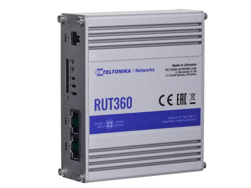Teltonika RUT360 - Trådløs router - WWAN - Wi-Fi - 2,4 GHz - DIN monterbar på skinne, overflademonterbar