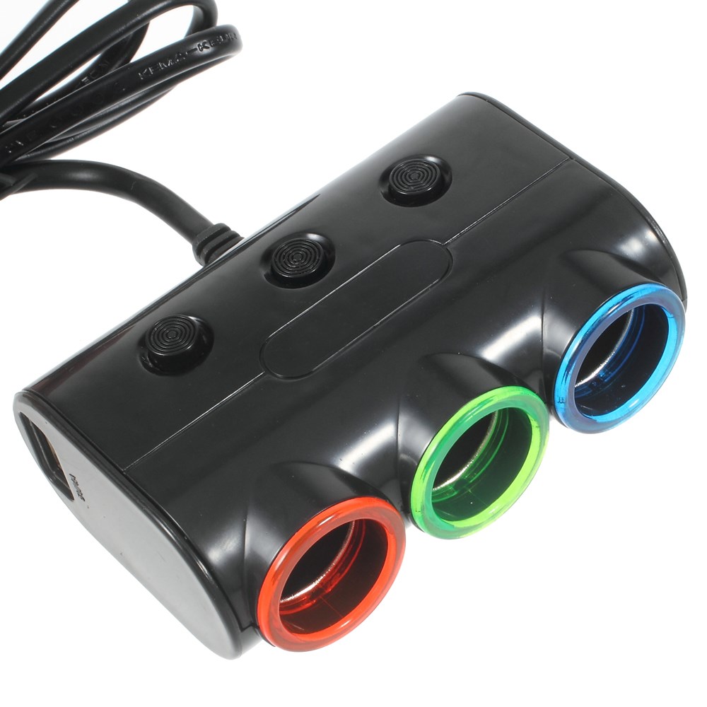 (120W) 3-fach Auto Ladegerät Verteiler für Zigarettenanzünder   Dual USB Anschluss