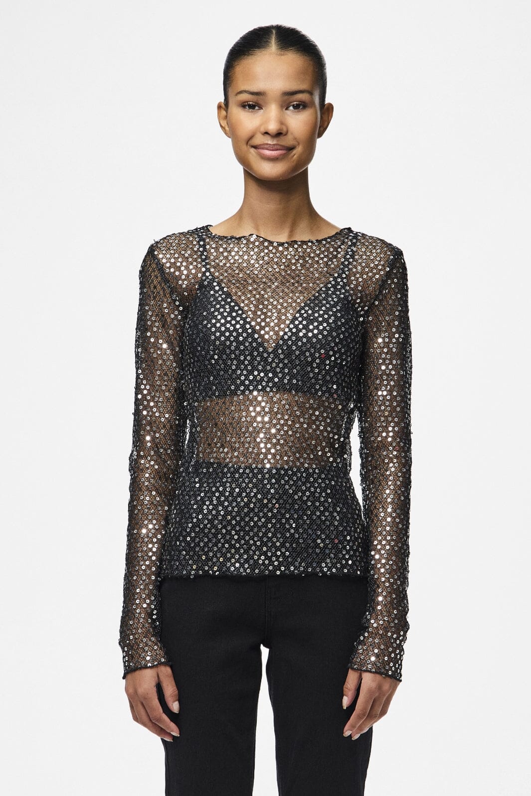 Pieces Pcrissi Ls Sequins Top