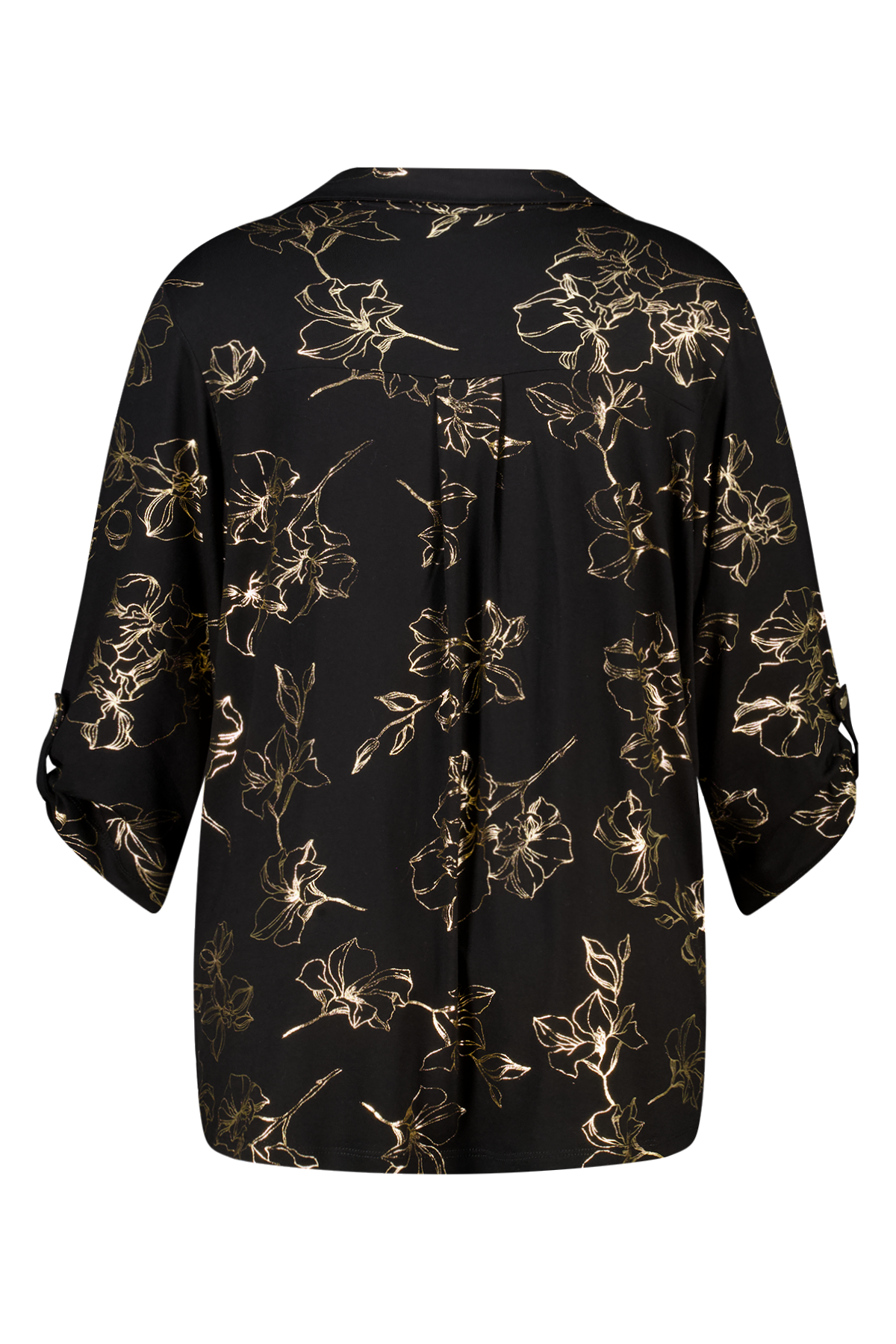 Top met stretch en foil print Zwart