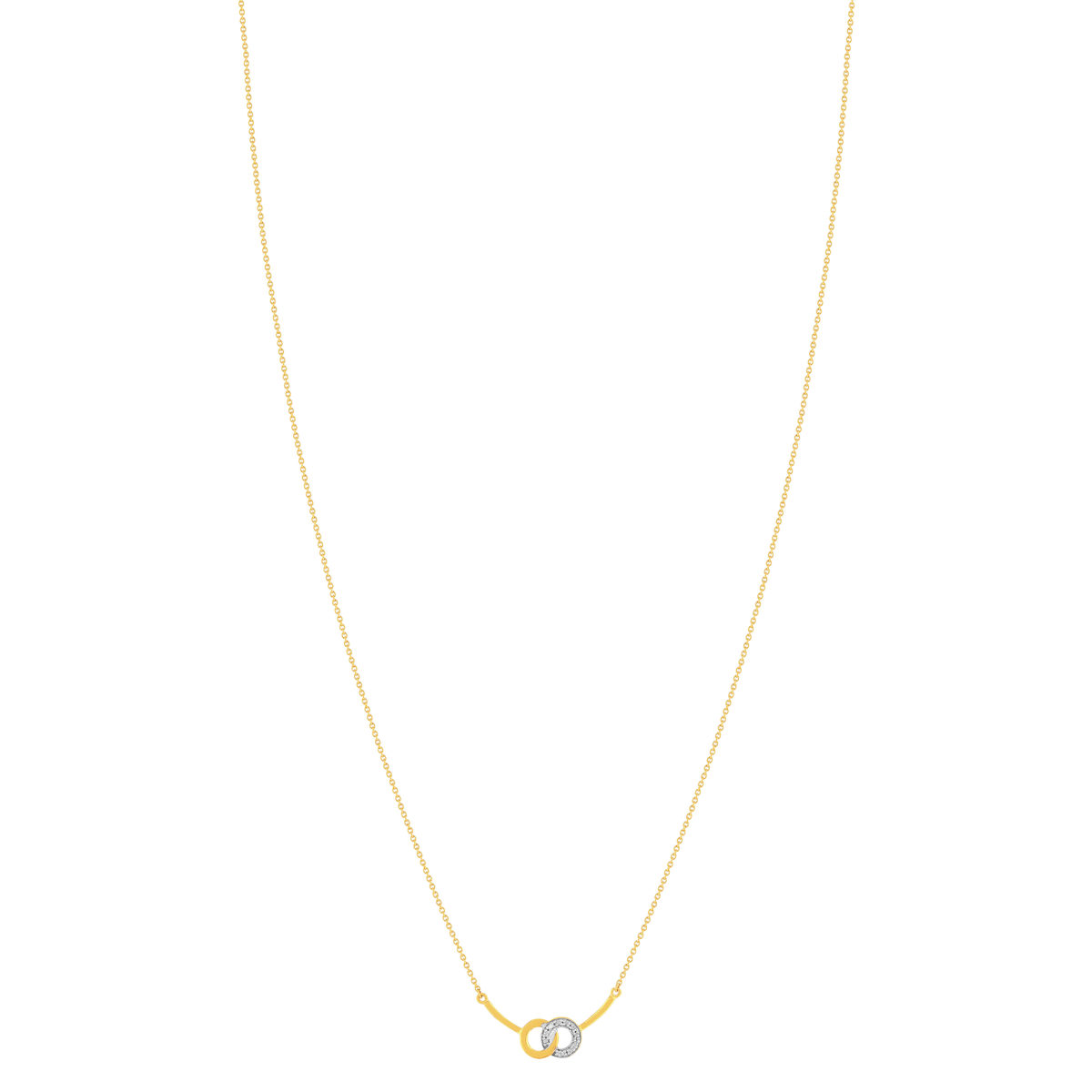 Collier or 375 jaune 2 tons diamants 45cm anneau de raccourcissement 42cm