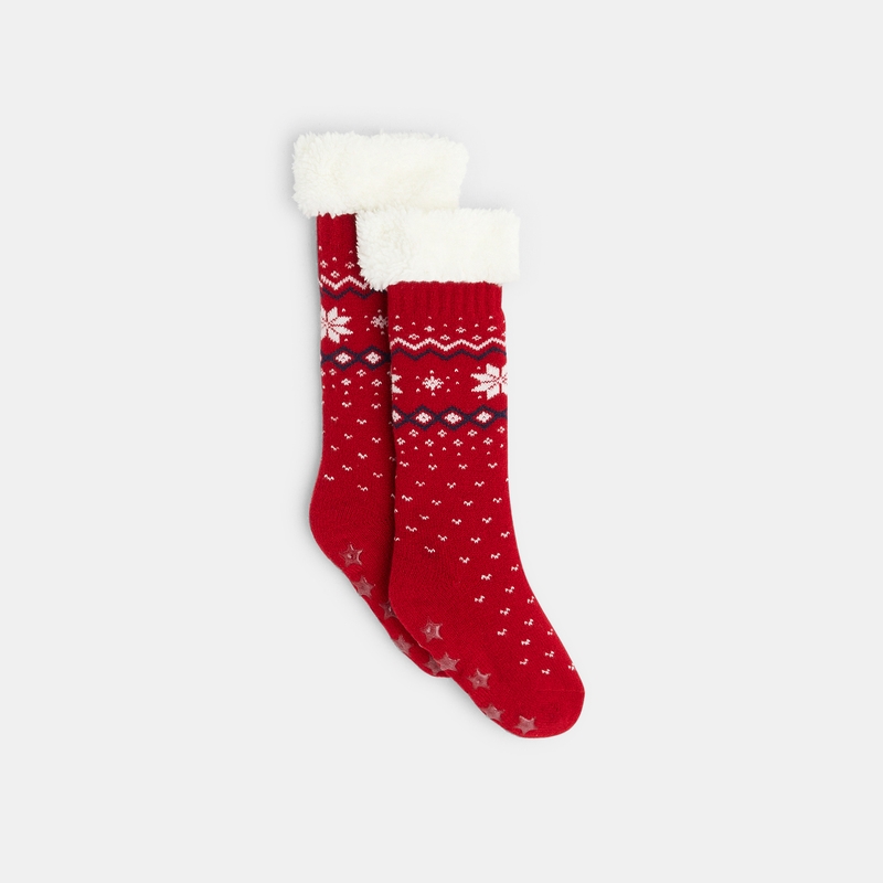 Chaussettes montantes antidérapantes rouges garçon
