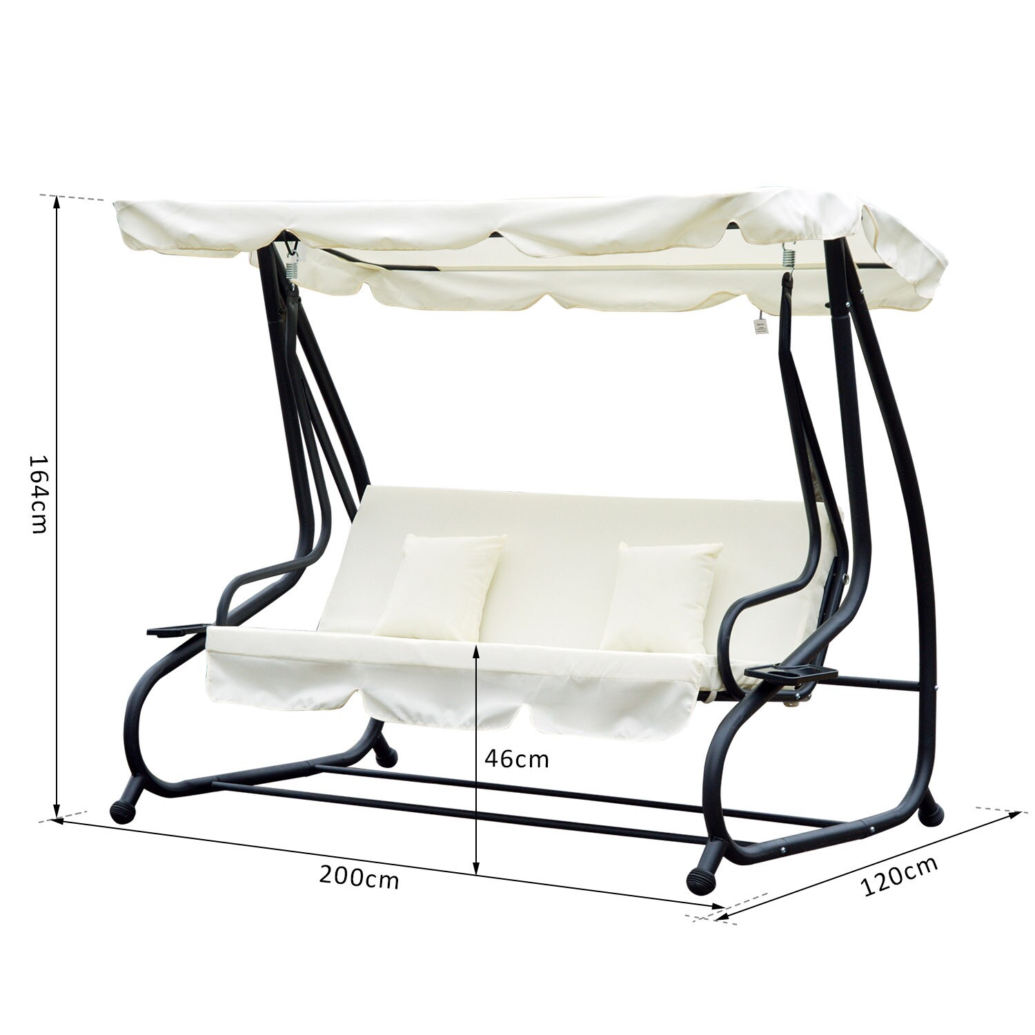 Outsunny Gartenschaukel mit Dach 200 x 120 x 164 cm (LxBxH)