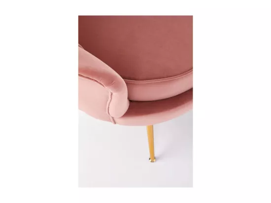 Canapé Coquillage en velours rose avec pieds dorés en métal CAPRICA XL