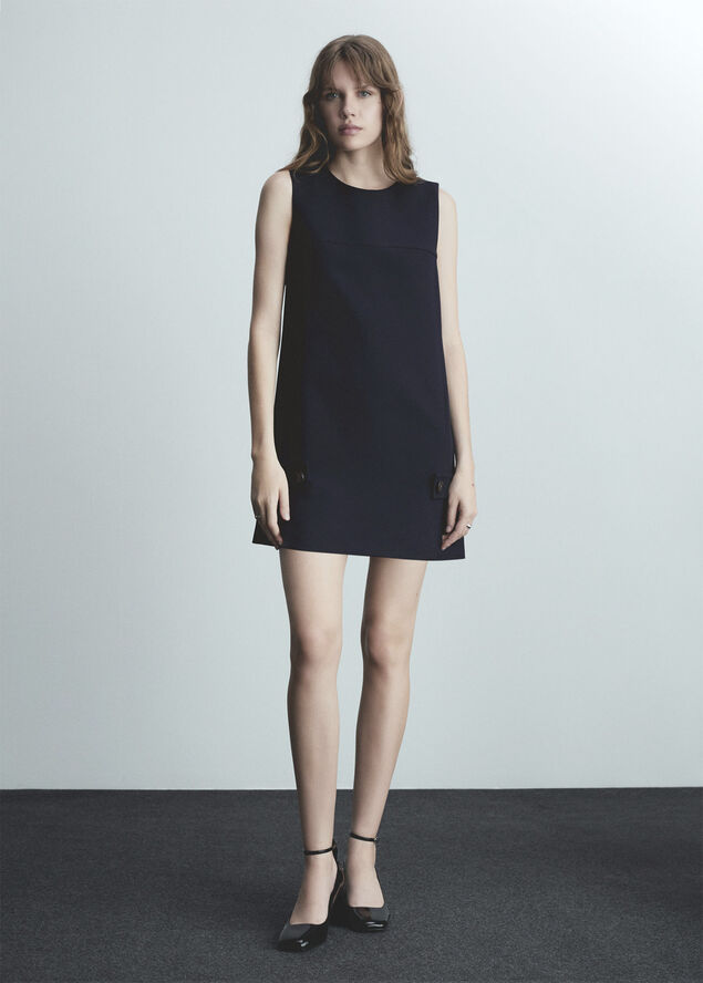 MANGO Short dress with decorative buttons Navy