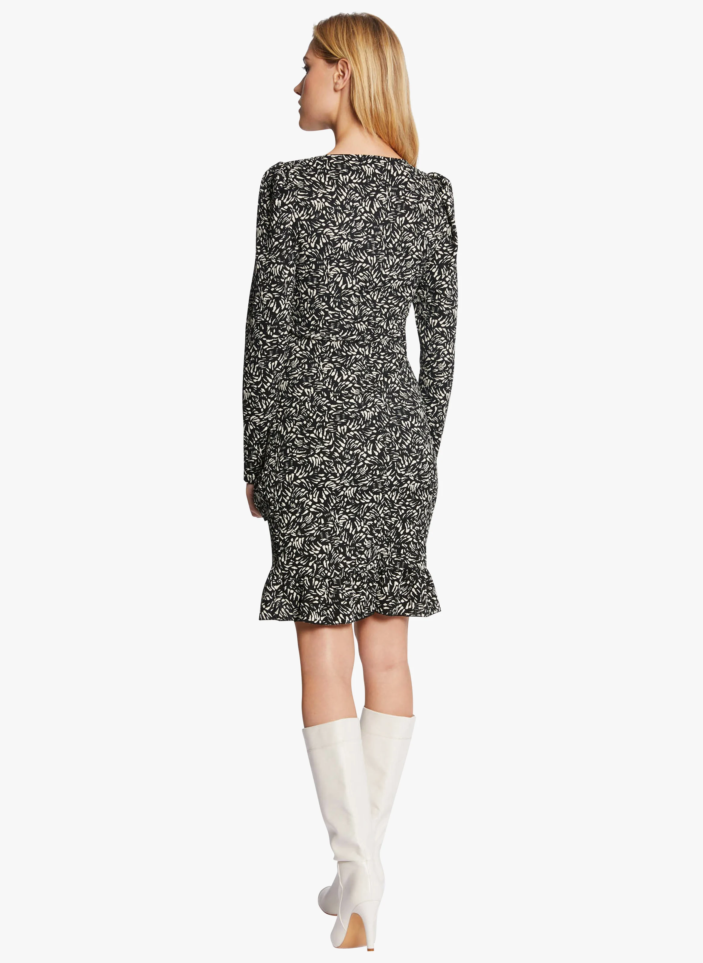 RPRINT - Robe courte à motif fantaisie | Noir