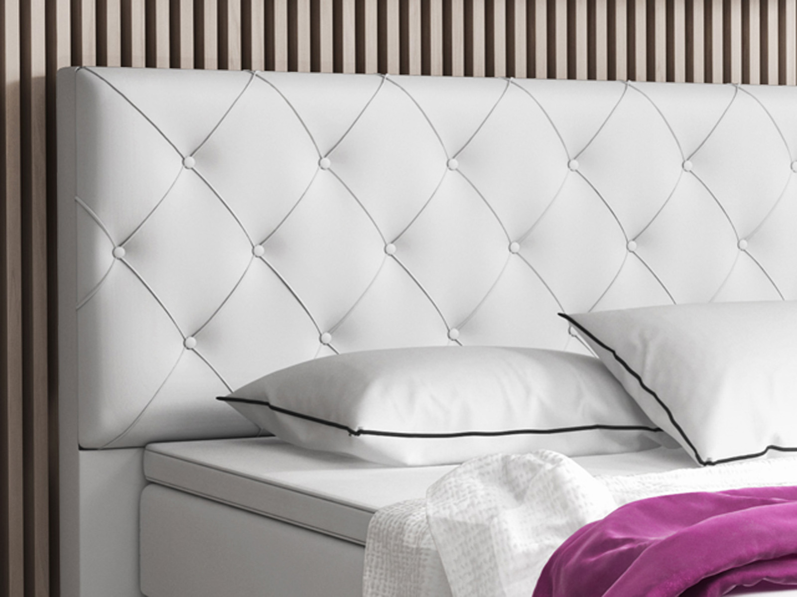 Boxspringbett - weiß - Kunstleder - H3 - 180x200 cm