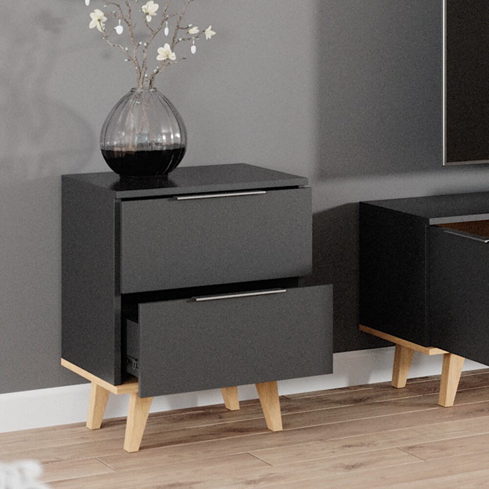 Vicco Kommode Wohnzimmerschrank Anrichte Neptune Anthrazit/Buche Schublade 46 cm