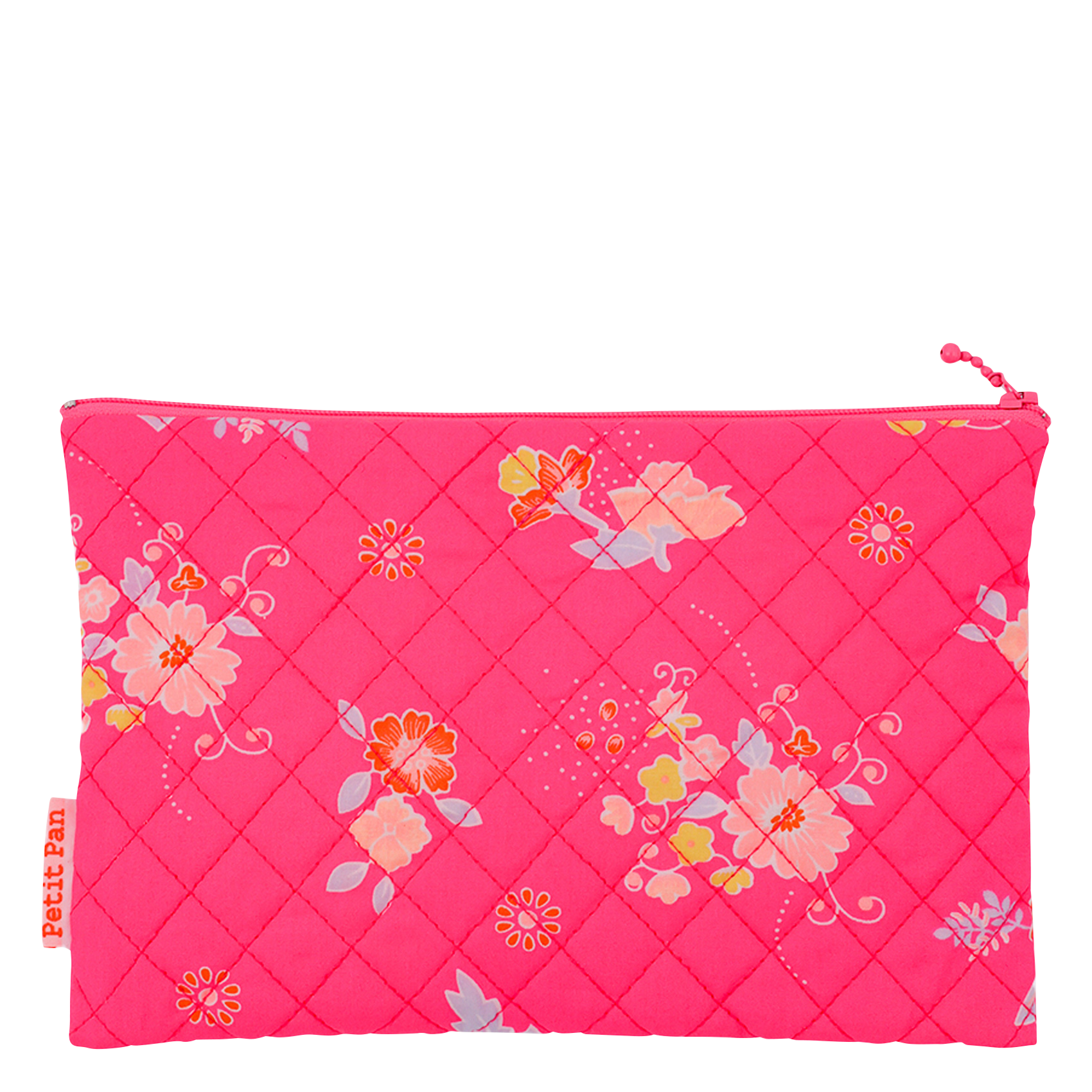 Pochette matelassée imprimé fleuri en coton | Rose