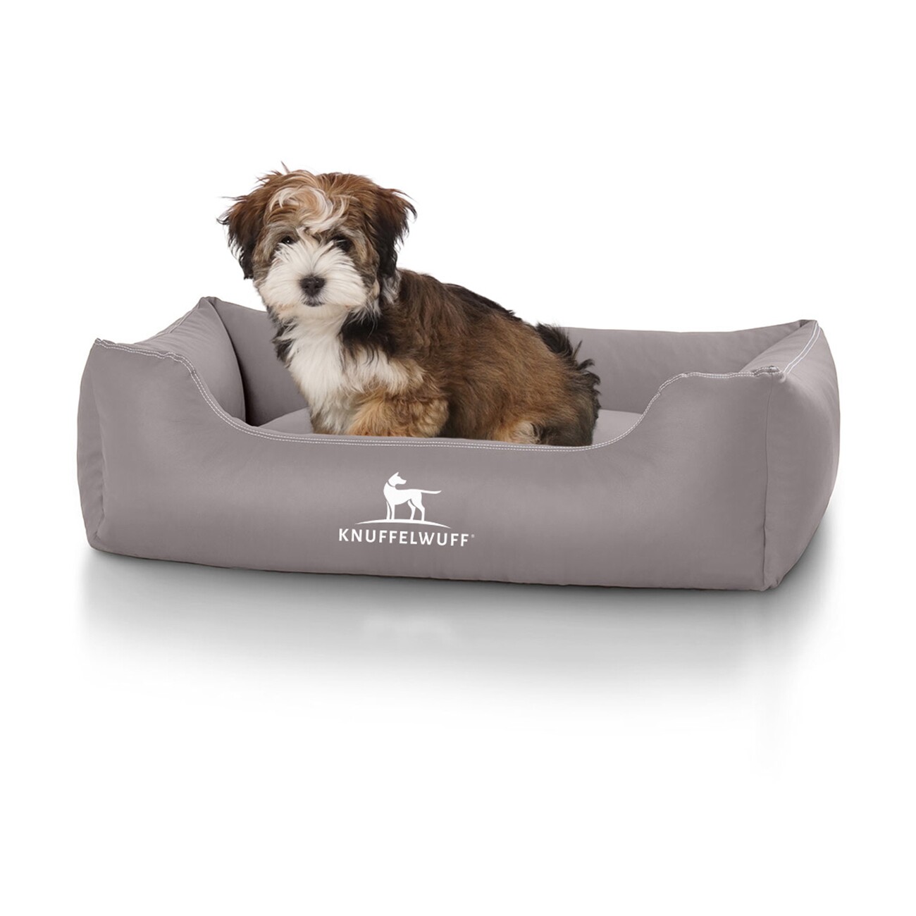 Knuffelwuff Kunstleder Hundebett Sidney grau M-L
