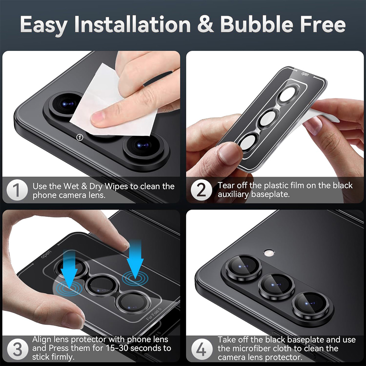 Samsung Galaxy Z Fold7 Kameraschutz Objektiv Ring Protector Abdeckung - Schwarz