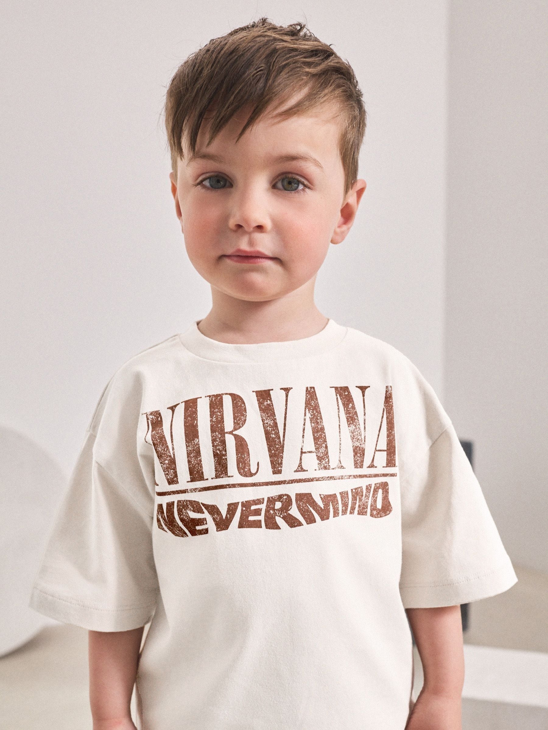 Crème Nirvana - T-shirt met korte mouwen en bandprint (3mnd -8jr)