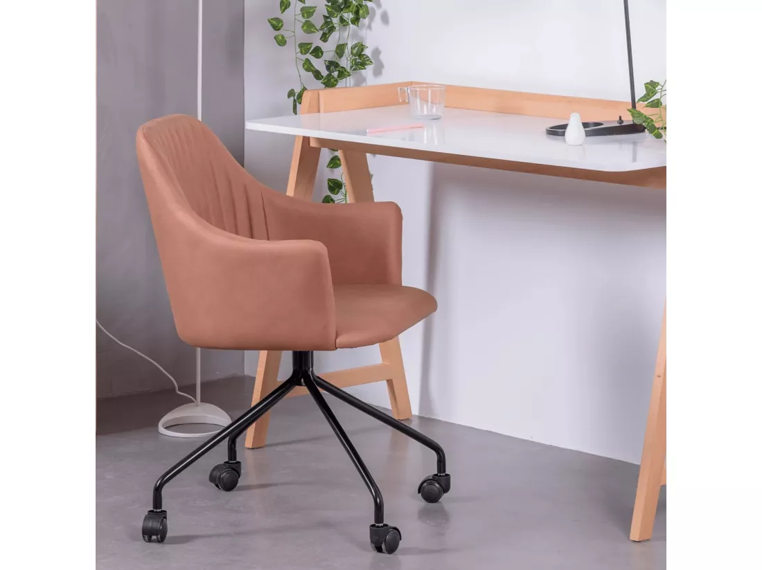 Chaise de bureau rembourrée en tissu vintage - Skyline - Orange