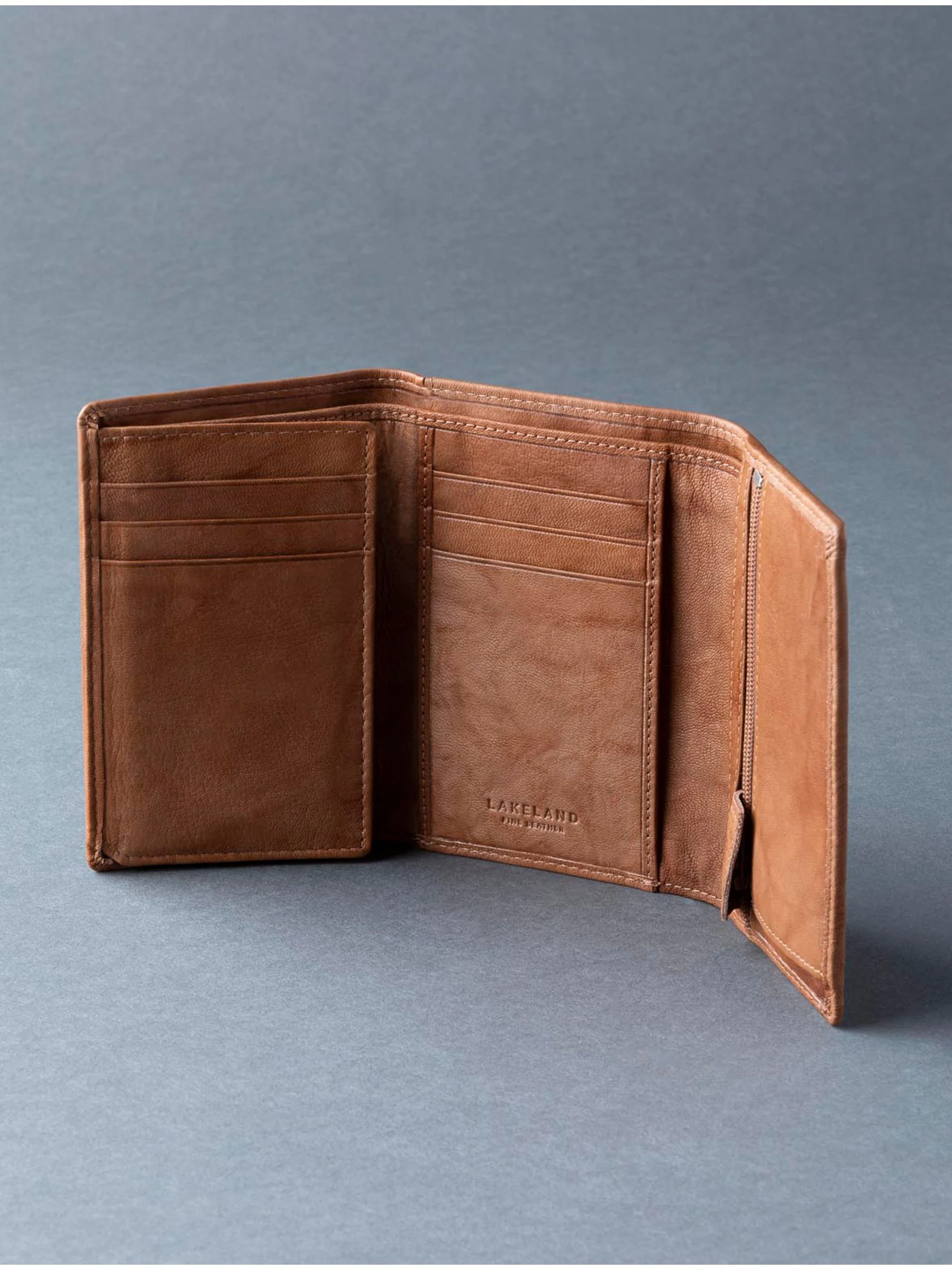 Lichtbruin - Lakeland Leather Bowston portemonnee met opvouwbaar ontwerp