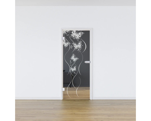Pertura glazen deur Glera Butterfly 01 584 x 1960 x 8 mm Links voor Studio Office fitting