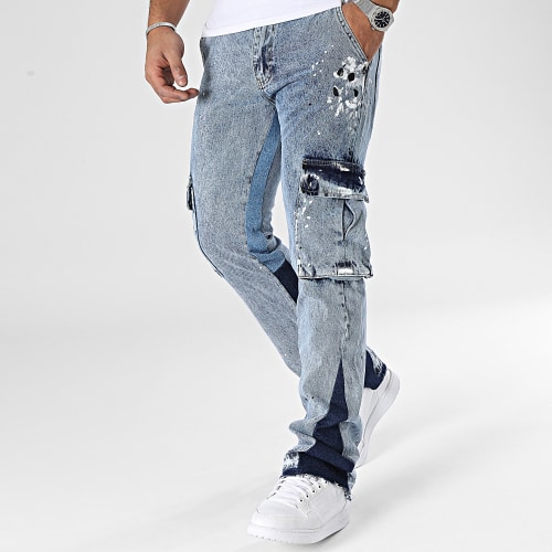 Pantalon Cargo Jean Flare Bleu Denim