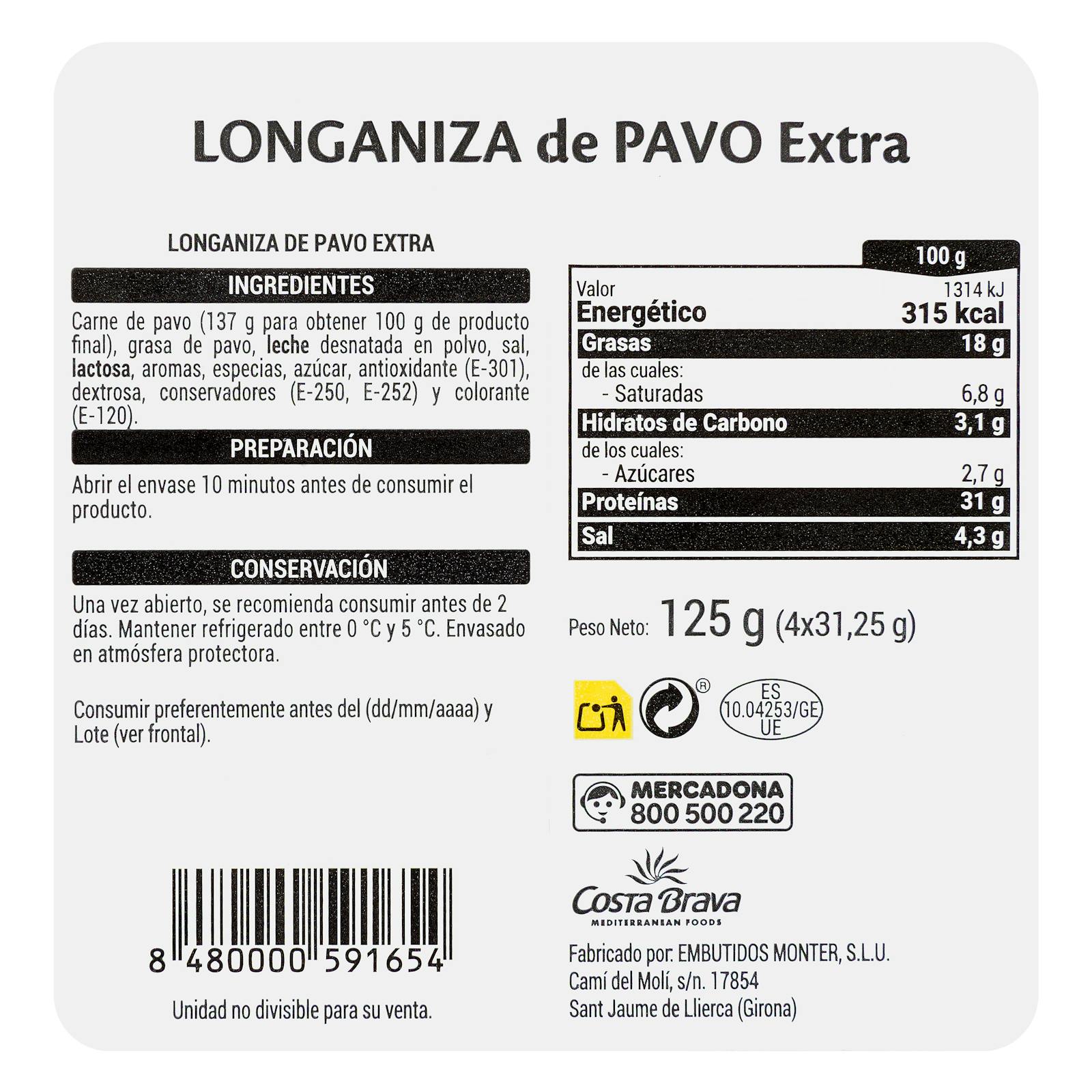 Tranches de saucisses de dinde extra Hacendado