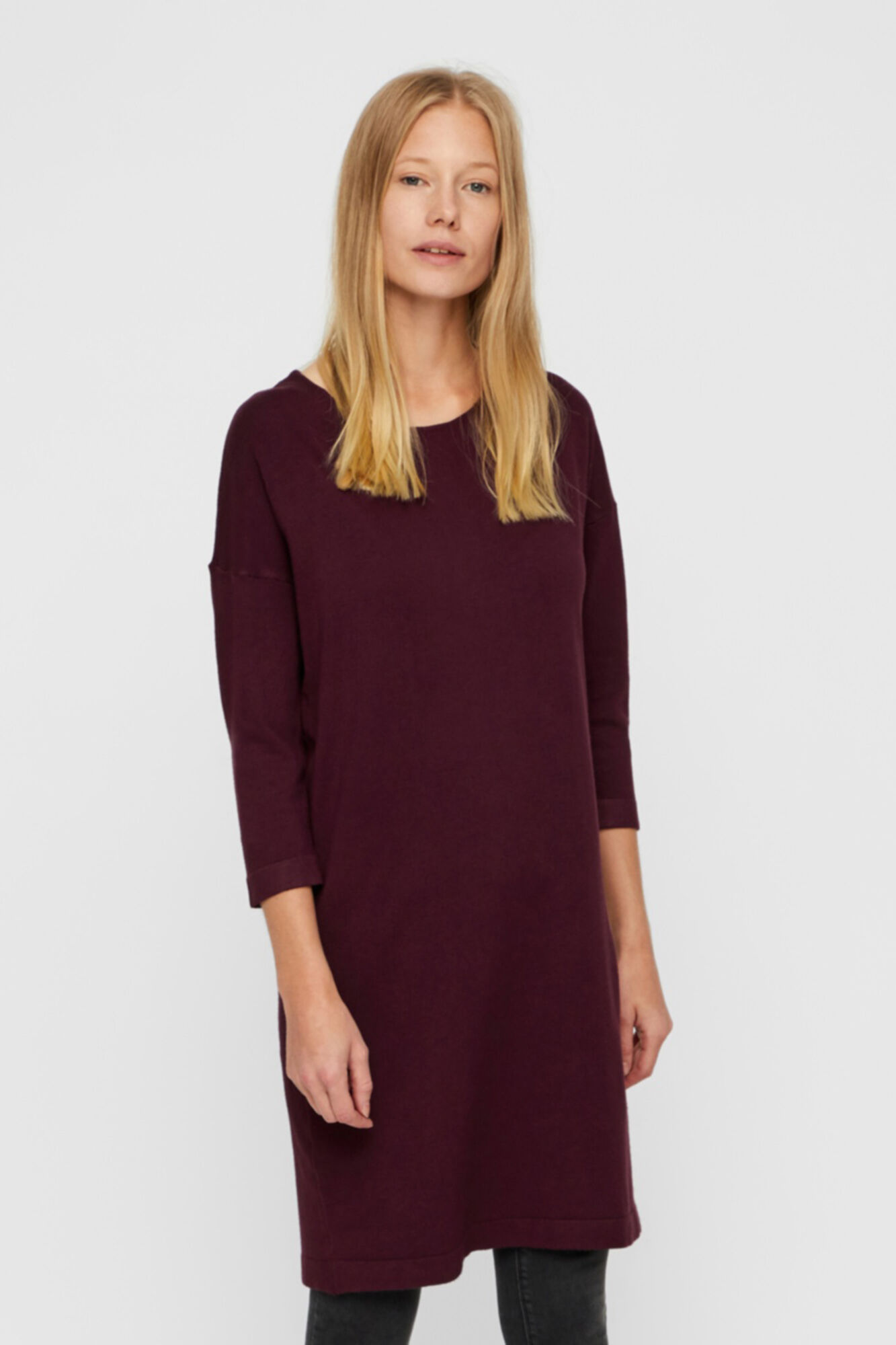 Vestido midi de malha - Bordô