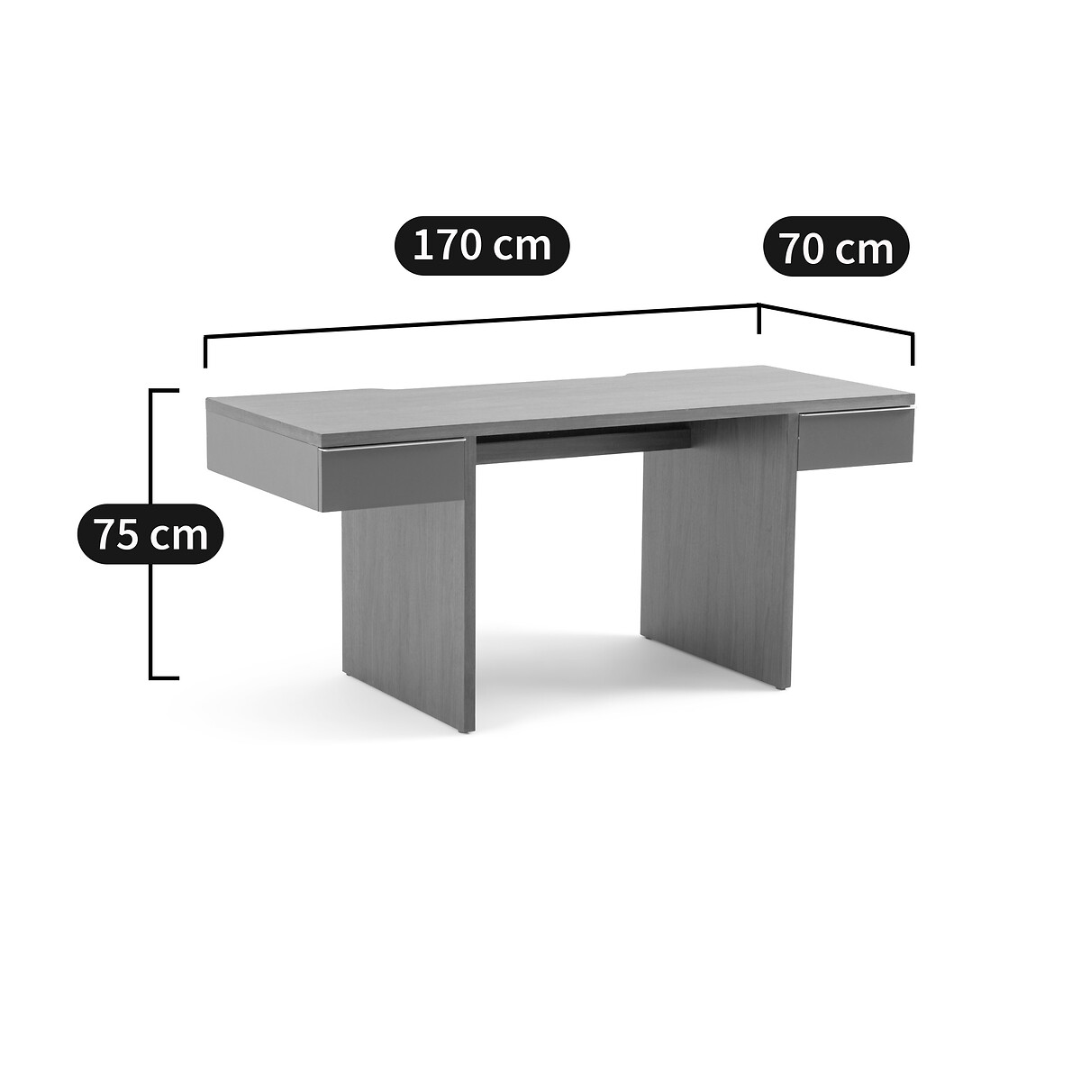 LA REDOUTE INTERIEURS<br>Secretária XL 2 prateleiras, Siem