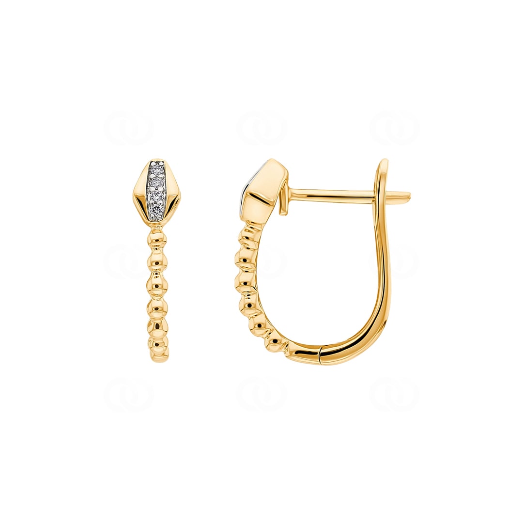 Kreolen 750/18 K Gelbgold Schlangen mit Diamanten 0.03 ct H/si