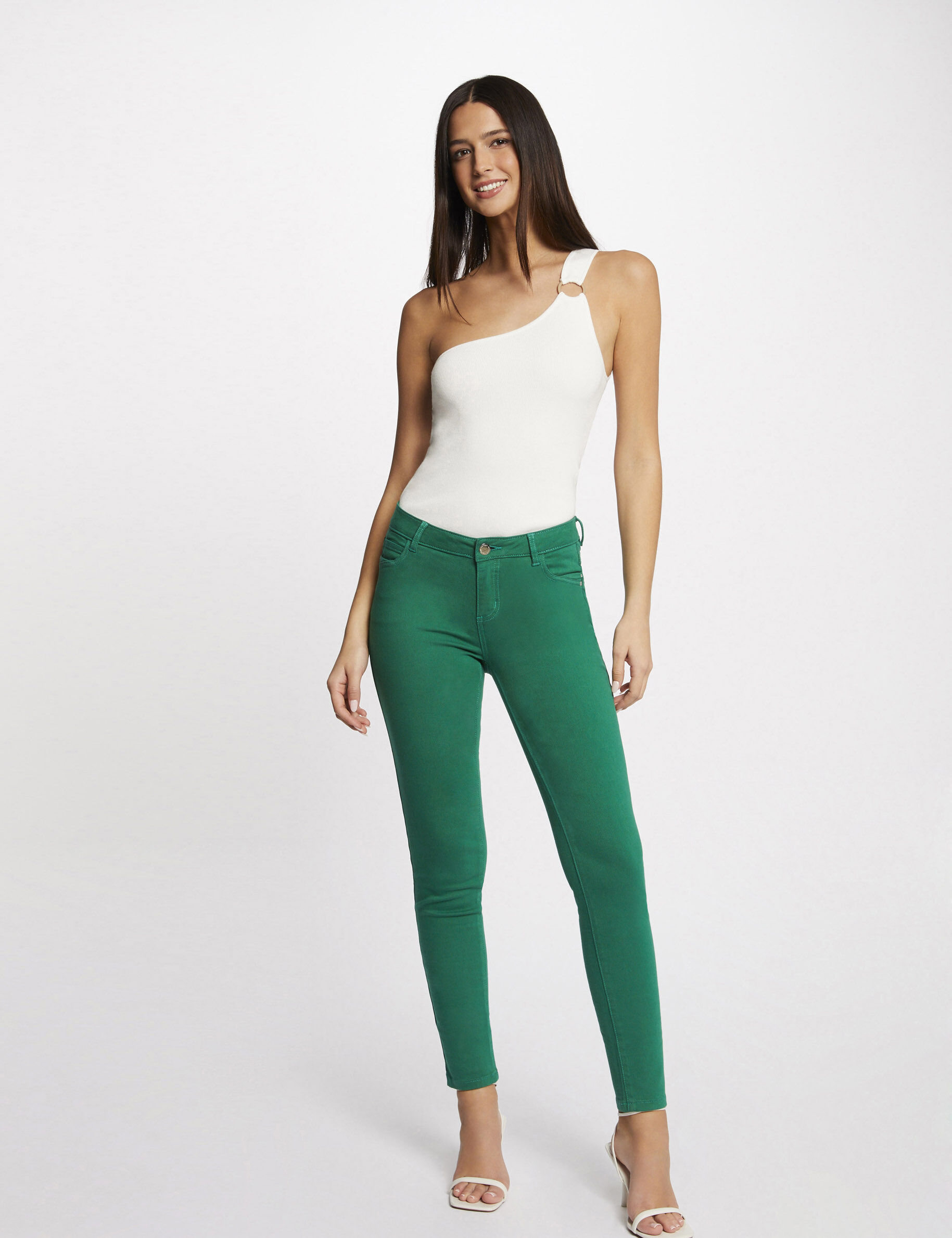 Pantalon skinny taille basse vert femme - vert