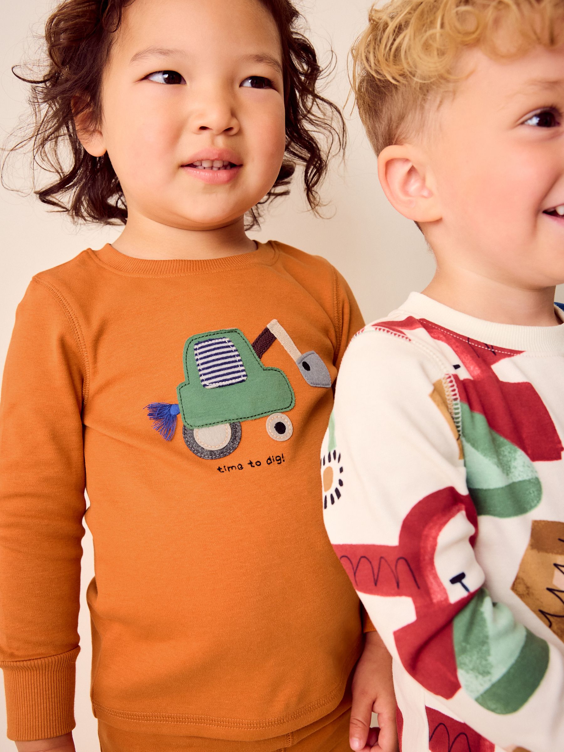 Groen/oranje transport - Mini Knusse Pyjama's 3 Set (9mnd-10jr)
