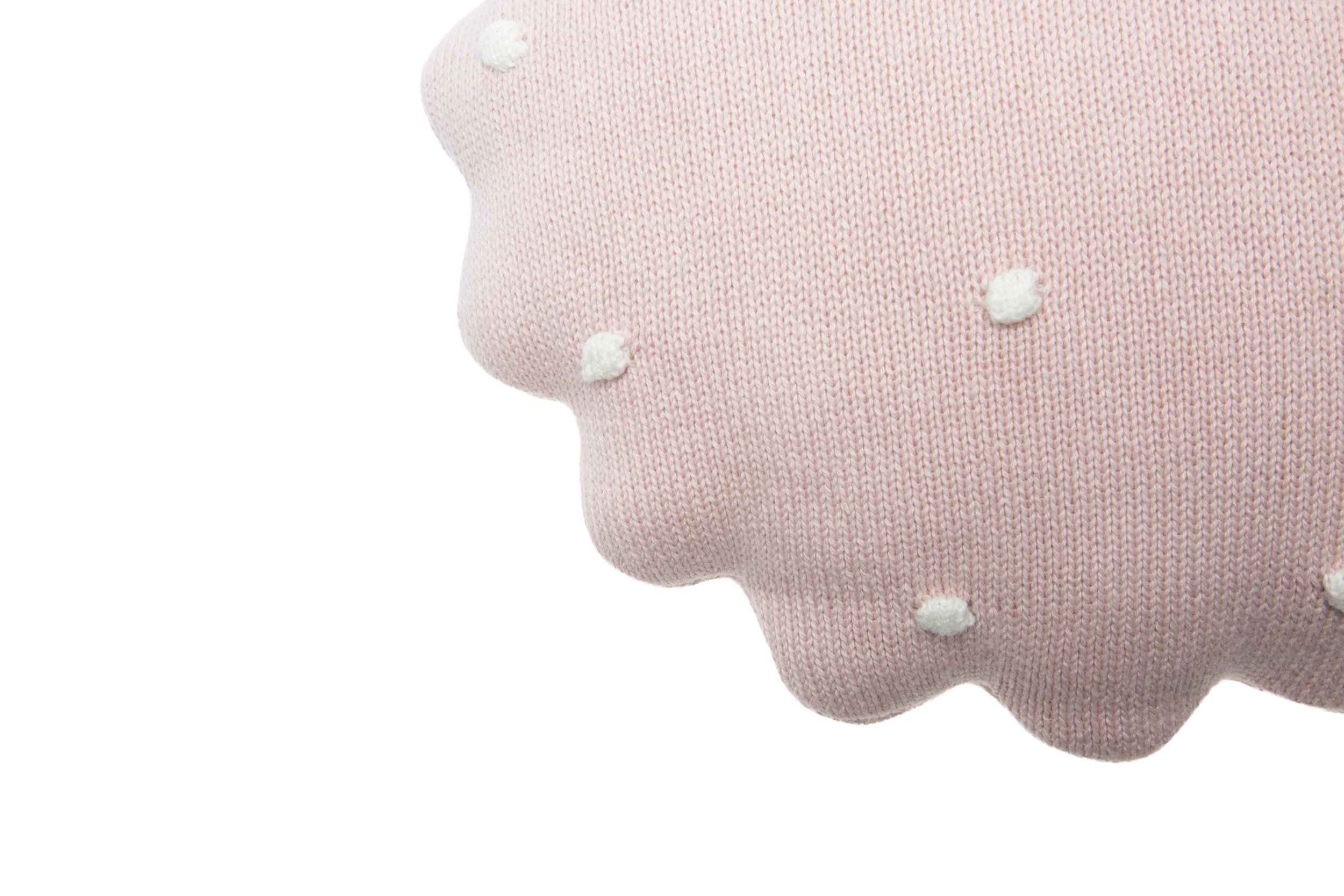 BISCUIT - Coussin rond en coton tricoté | Rose