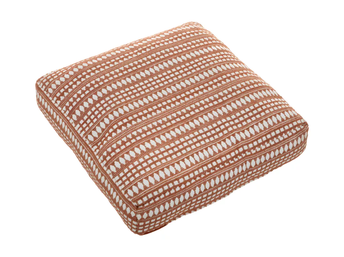Coussin de sol épais et confortable en coton Terracotta motifs jacquard 38 x 38 cm