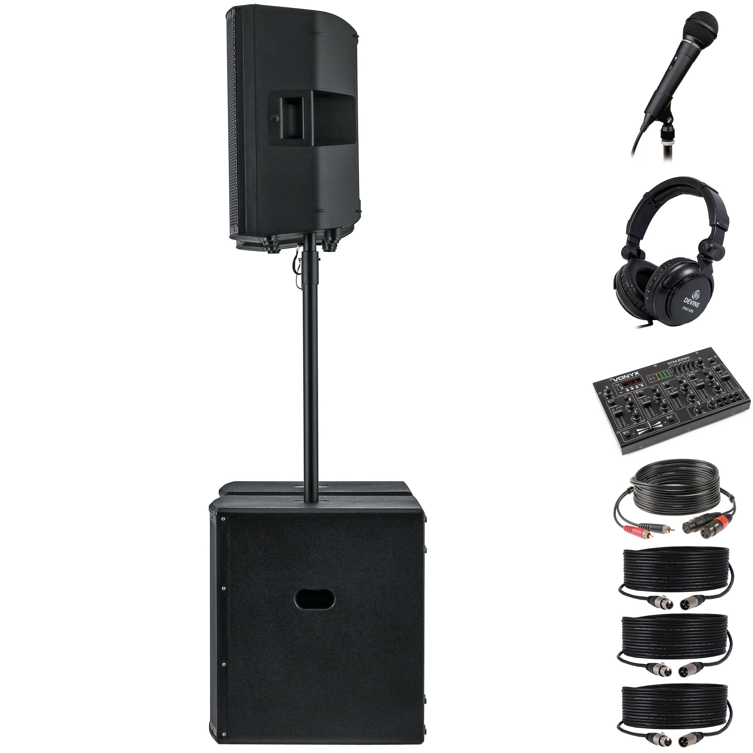 Devine Onyx speakerset + Bluetooth DJ-mixer