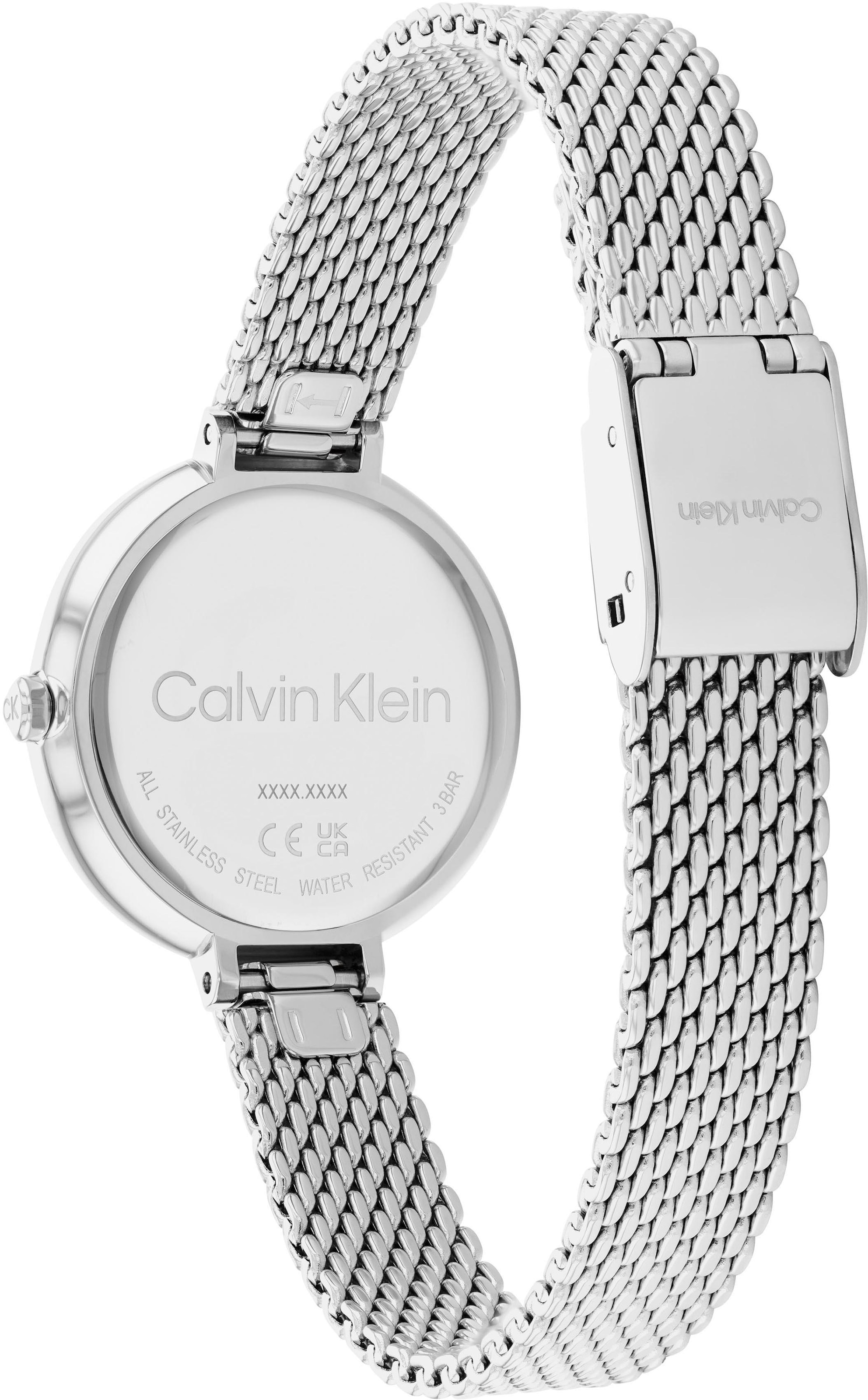 Calvin Klein Quarzuhr »MINIMALISTIC T BAR 28 mm« Armbanduhr, Damenuhr, Mineralglas, Edelstahlarmband