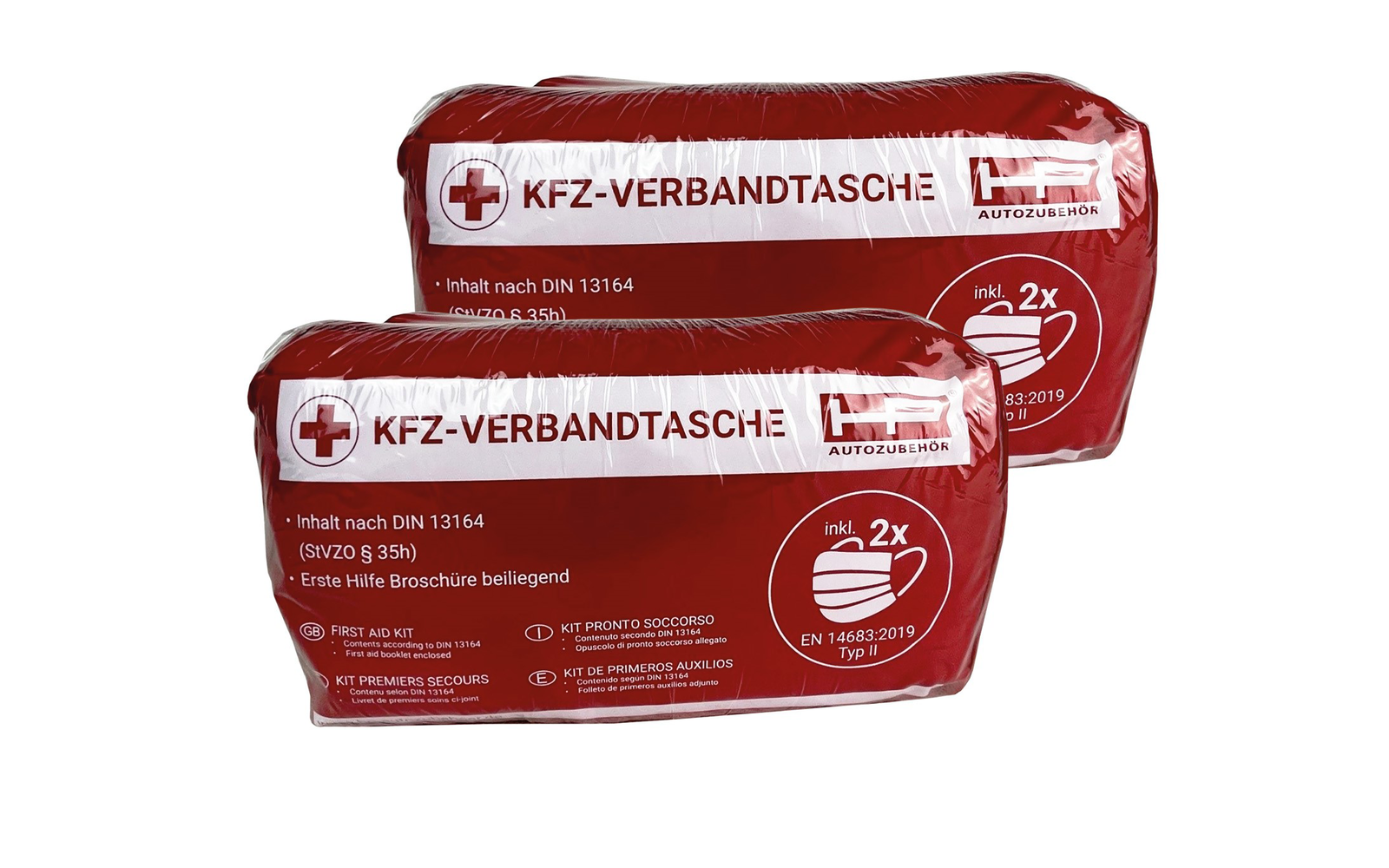 HP Autozubehör KFZ Verbandtasche inklusive 2x Mund- und Nasenschutz Schwarz