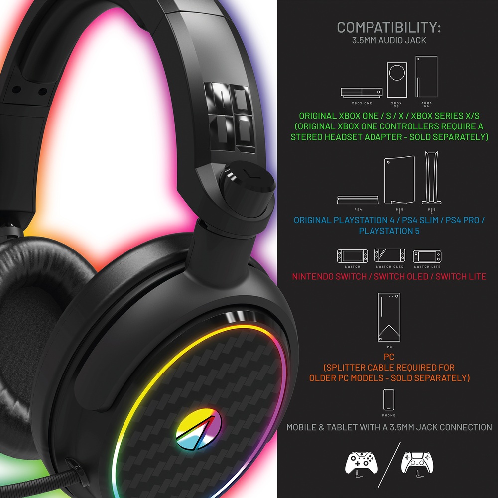 Stealth LED-beleuchtetes Gaming-Headset für Xbox, PS4/PS5, Switch, PC