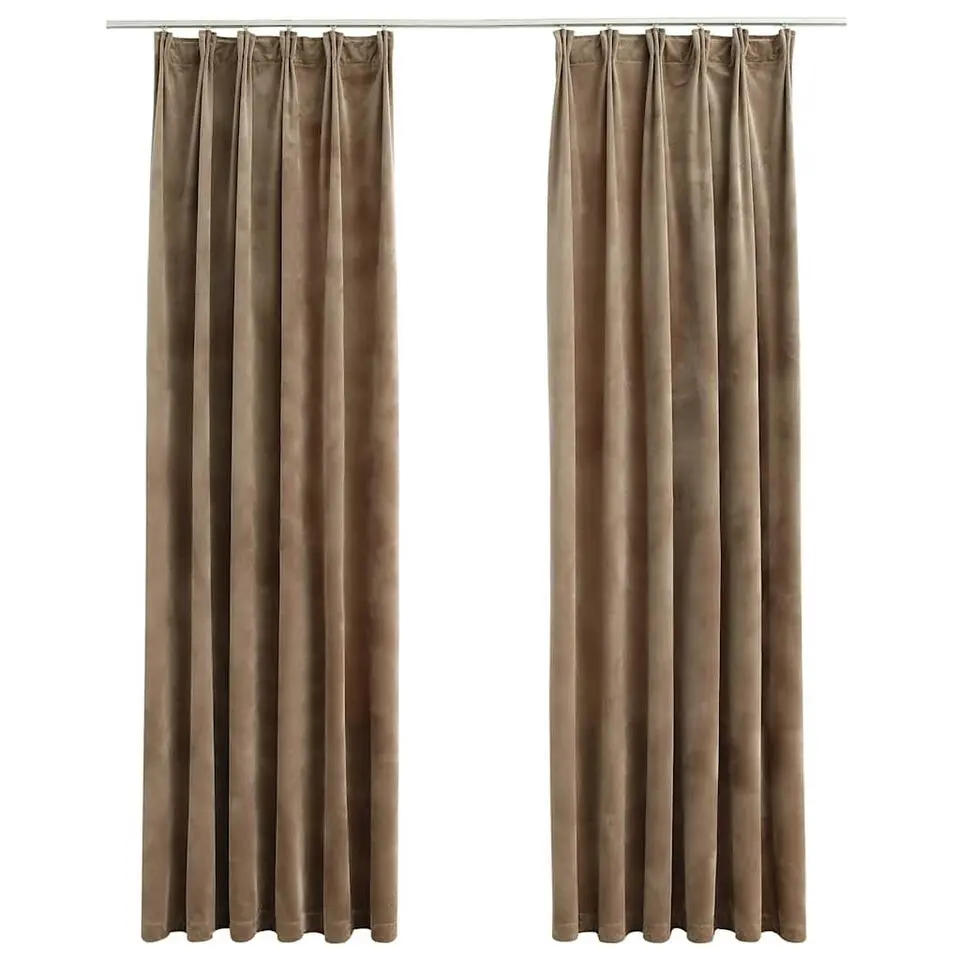 vidaXL - Gordijn - Beige - Fluweel - 140 x 225 cm - 2 stuks