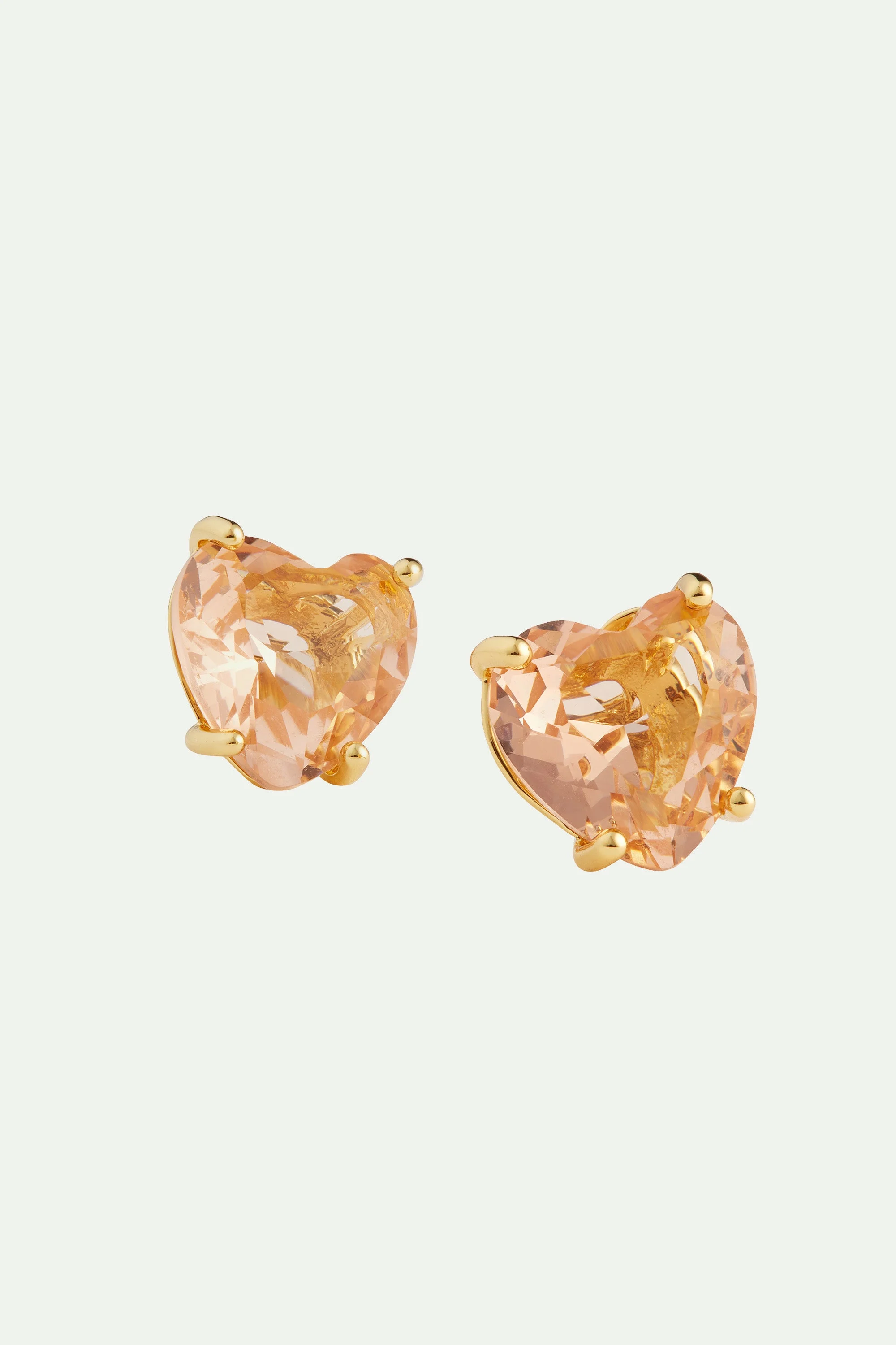 Boucles d'oreilles tiges pierre coeur la diamantineabricot | Rose