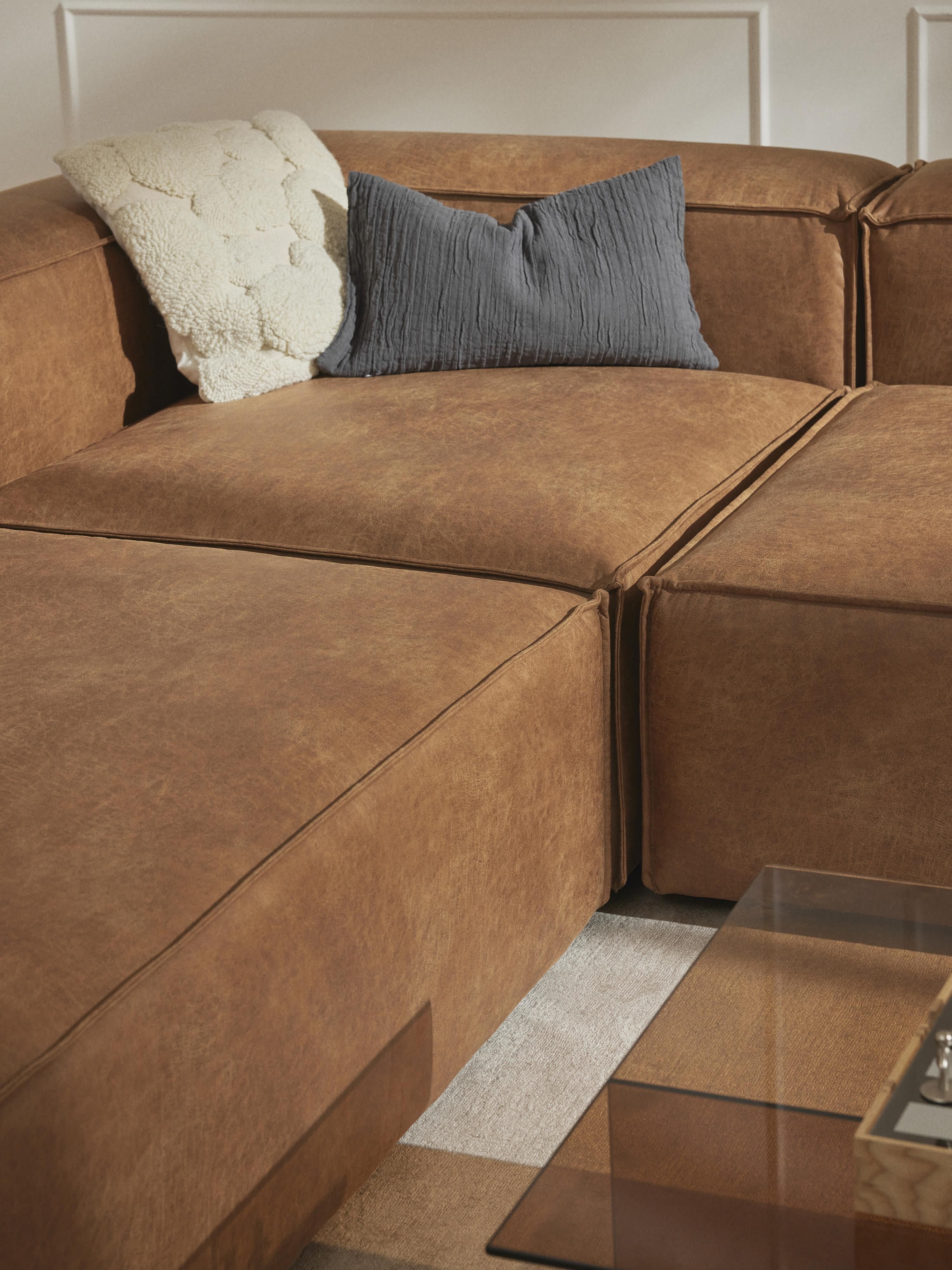 XL modulaire hoekbank Lennon van gerecycled leer (4-zits)