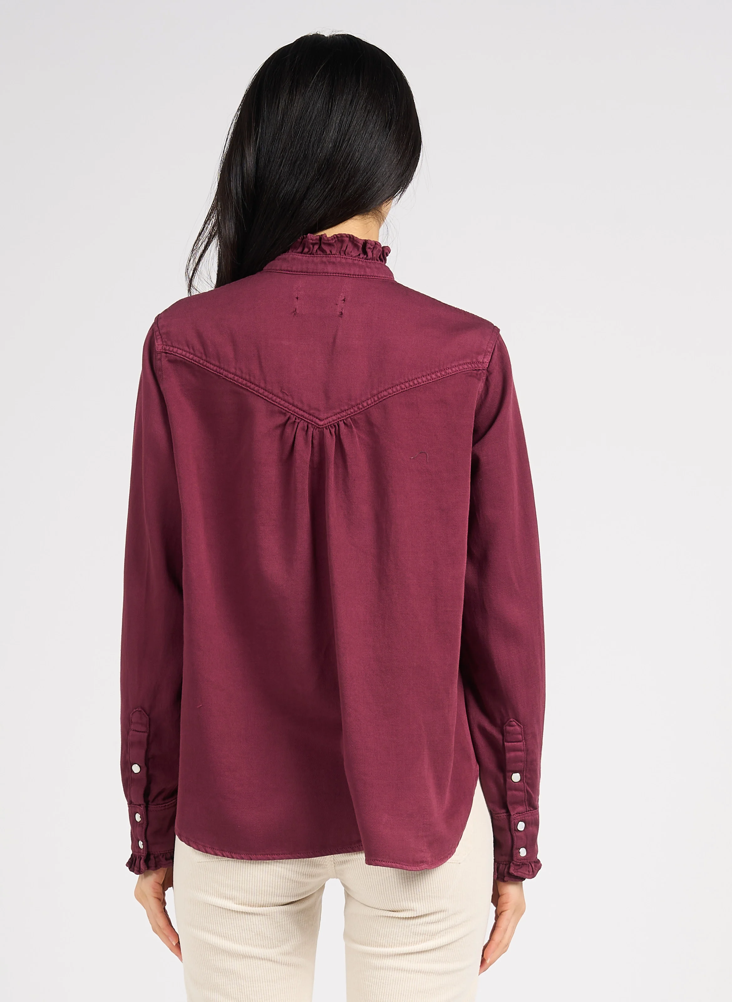 GABY - Chemise col victorien en coton| Violet