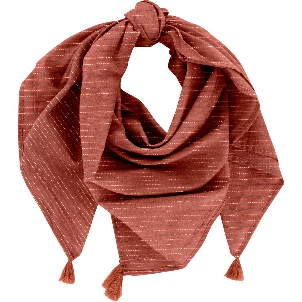 Foulard Pompon Gaze Lurex Terracotta